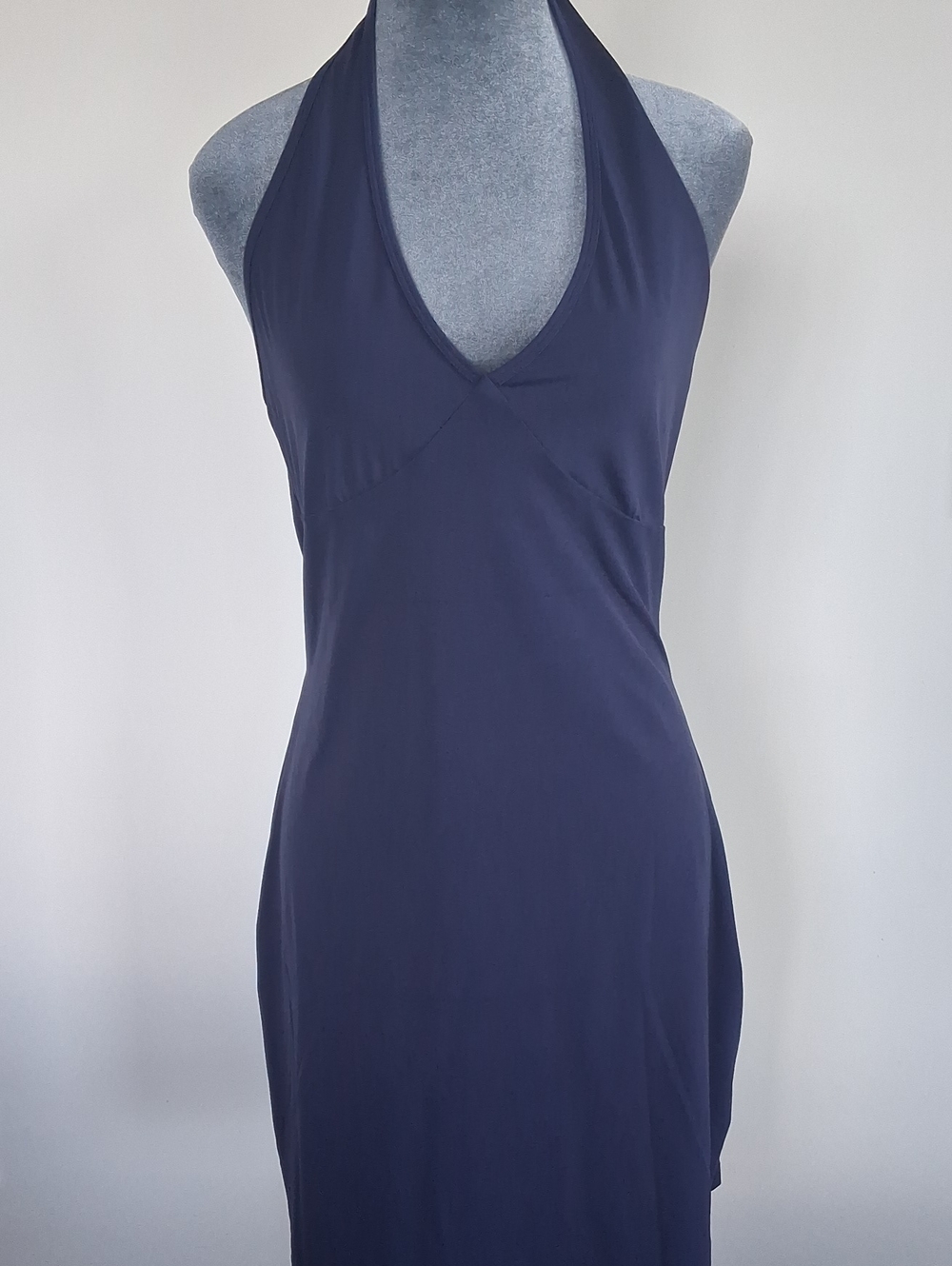 Elegant Navy Backless Halter Dress